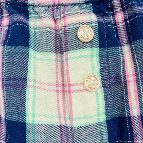 Victoria's Secret Flannel Pajama Pants Blue Pink Plaid Lounge Sleep Womens Mediu - Picture 3 of 8